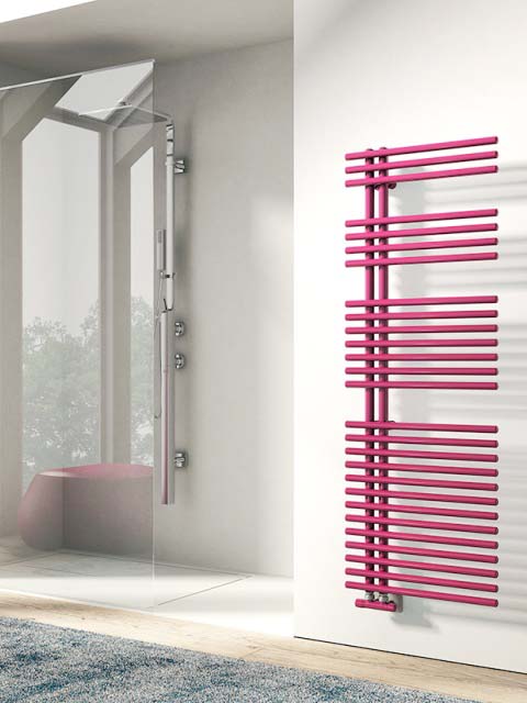 modern towel radiators, electric towel radiators, pink towel radiators