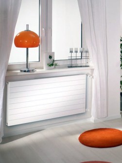 flat panel radiators, blue radiators, kitchen radiators