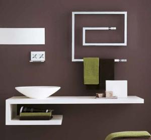 Two unusual shaped towel radiators
